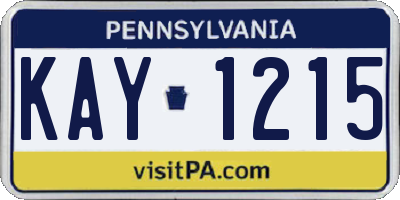 PA license plate KAY1215