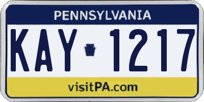 PA license plate KAY1217