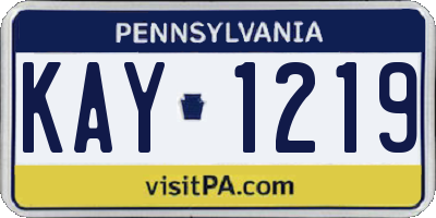 PA license plate KAY1219