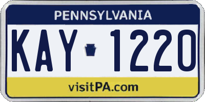 PA license plate KAY1220