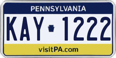 PA license plate KAY1222