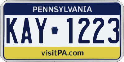 PA license plate KAY1223