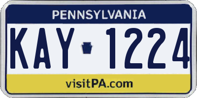 PA license plate KAY1224