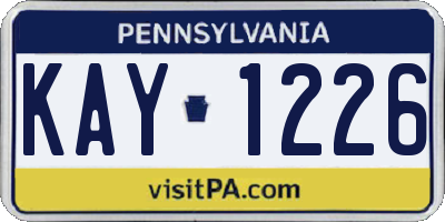 PA license plate KAY1226