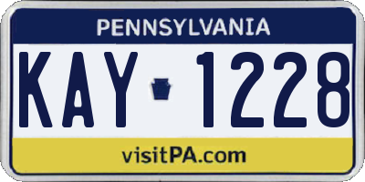 PA license plate KAY1228