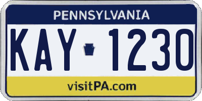 PA license plate KAY1230