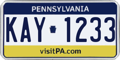 PA license plate KAY1233