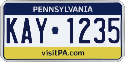 PA license plate KAY1235