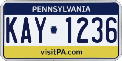 PA license plate KAY1236