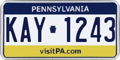 PA license plate KAY1243