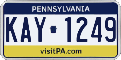 PA license plate KAY1249