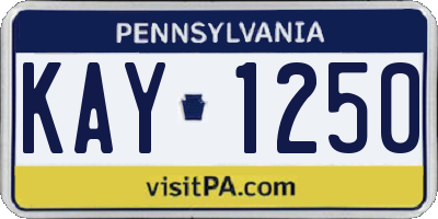 PA license plate KAY1250