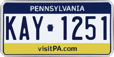 PA license plate KAY1251