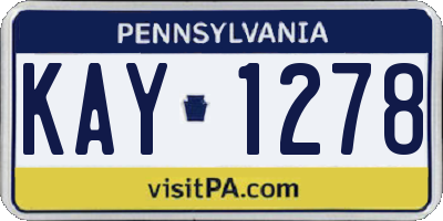 PA license plate KAY1278