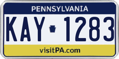 PA license plate KAY1283