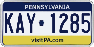 PA license plate KAY1285