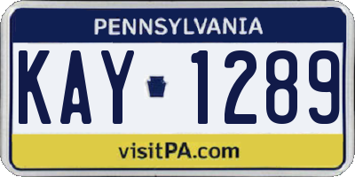 PA license plate KAY1289