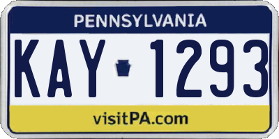 PA license plate KAY1293