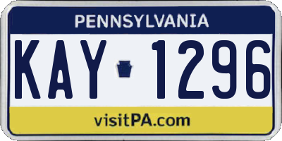 PA license plate KAY1296