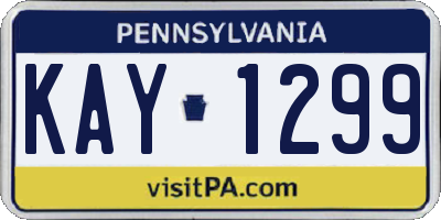 PA license plate KAY1299