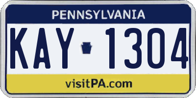 PA license plate KAY1304