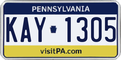 PA license plate KAY1305