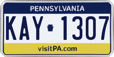 PA license plate KAY1307
