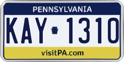 PA license plate KAY1310
