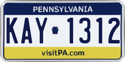 PA license plate KAY1312