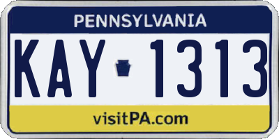 PA license plate KAY1313