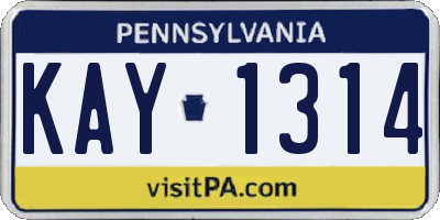 PA license plate KAY1314