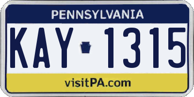 PA license plate KAY1315