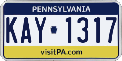 PA license plate KAY1317
