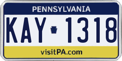 PA license plate KAY1318
