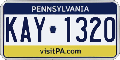 PA license plate KAY1320