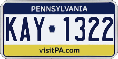 PA license plate KAY1322