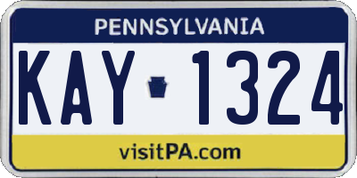 PA license plate KAY1324