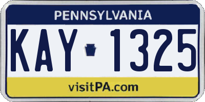 PA license plate KAY1325