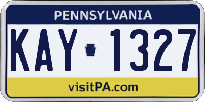 PA license plate KAY1327