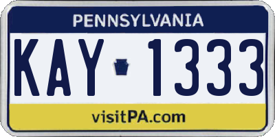 PA license plate KAY1333