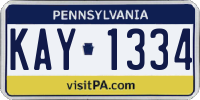 PA license plate KAY1334