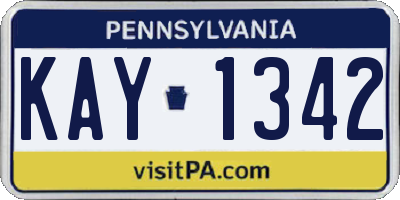 PA license plate KAY1342
