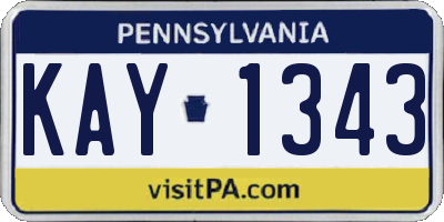 PA license plate KAY1343