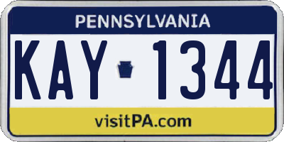 PA license plate KAY1344