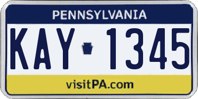 PA license plate KAY1345