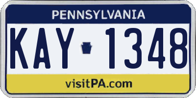 PA license plate KAY1348