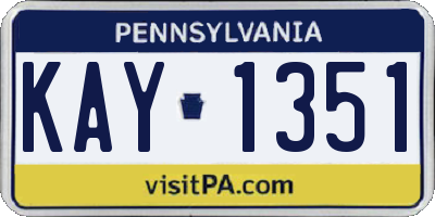 PA license plate KAY1351