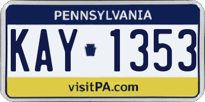 PA license plate KAY1353