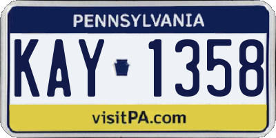 PA license plate KAY1358