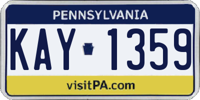 PA license plate KAY1359